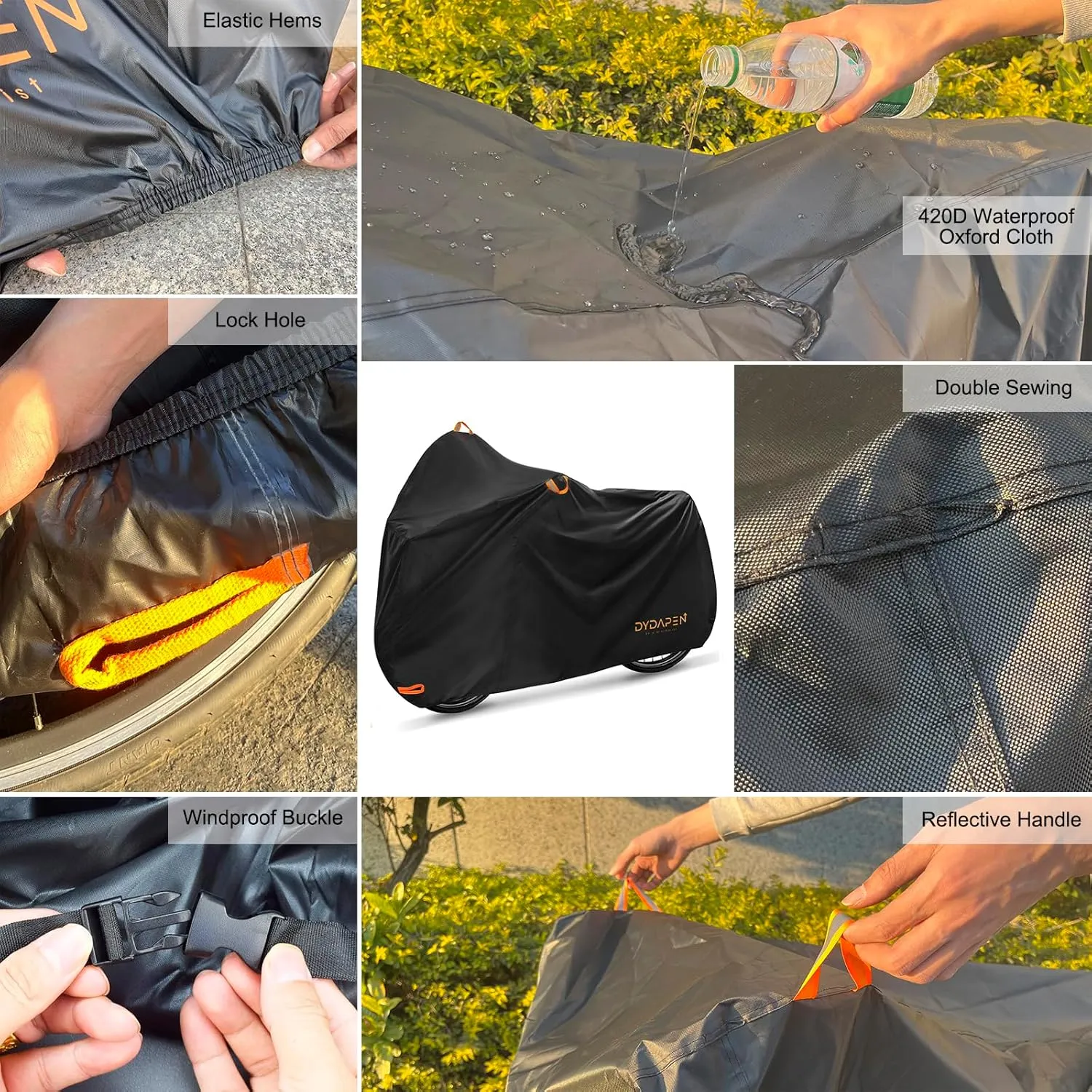 Bike Cover, DYDAPEN Bicycle Covers Outdoor Storage Waterproof Protect from Rain Dust UV, 420D Heavy Duty Bike Coves for Ebike Electric Bike Mountain Road Bike (XL for 1 Bike)