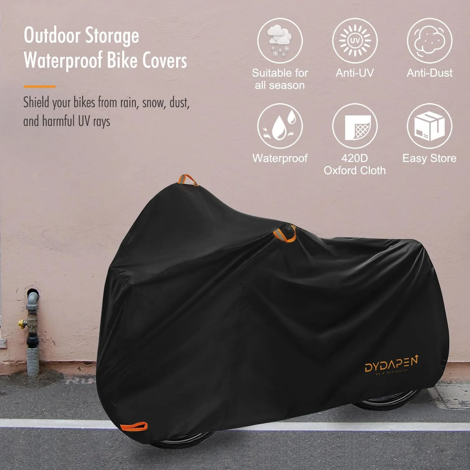 Bike Cover, DYDAPEN Bicycle Covers Outdoor Storage Waterproof Protect from Rain Dust UV, 420D Heavy Duty Bike Coves for Ebike Electric Bike Mountain Road Bike (XL for 1 Bike)