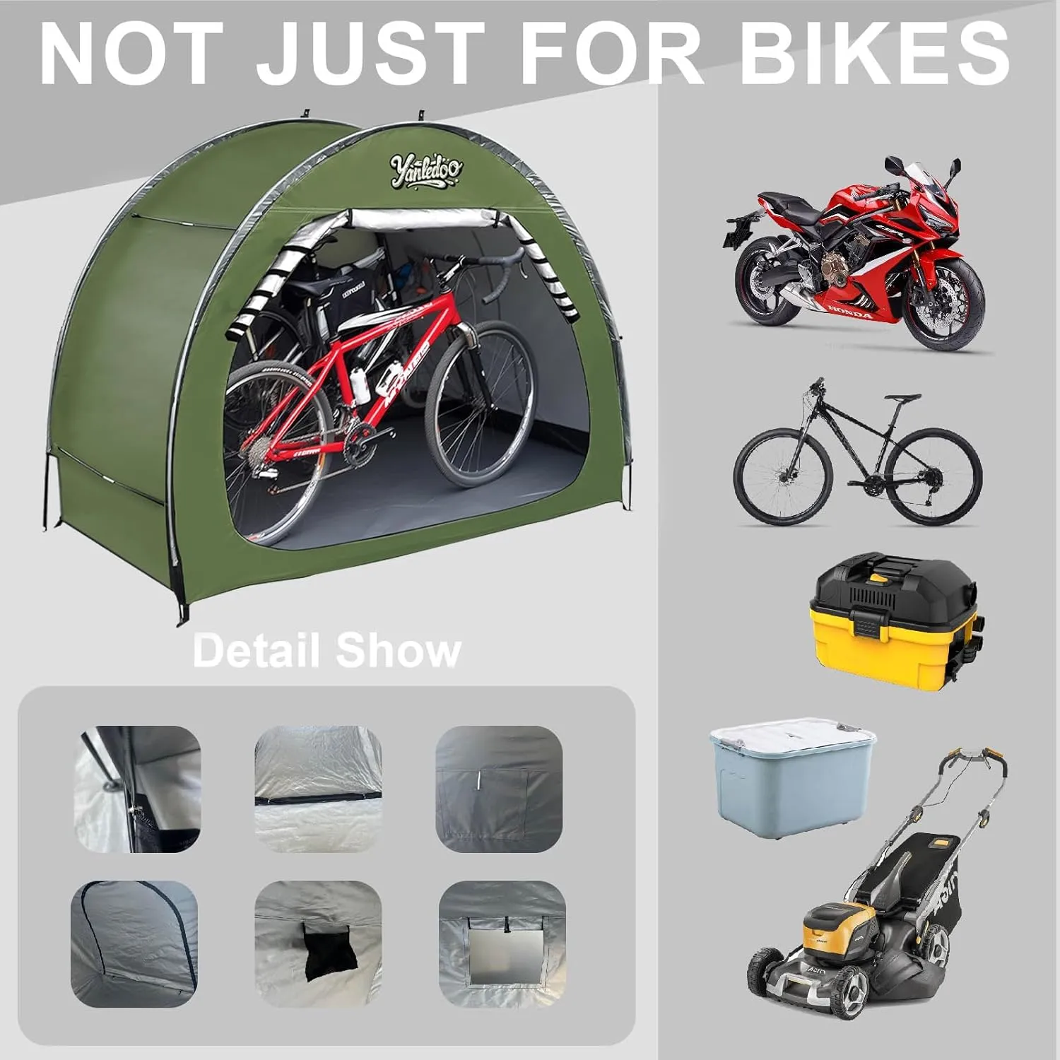 Bike Shed, Outdoor Portable Bike Storage Shed Tent, Bike Tent, Waterproof Bicycle Shelter with 210D Oxford Fabric, Bicycle Cover Fits 2-3 Bikes (Green)