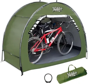 Bike Shed, Outdoor Portable Bike Storage Shed Tent, Bike Tent, Waterproof Bicycle Shelter with 210D Oxford Fabric, Bicycle Cover Fits 2-3 Bikes (Green)
