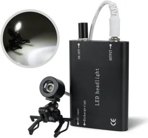 Black Dental Headlight, Surgical Headlamp, LED Head Light Lamp with Universal Clip for Dental Medical Binocular Loupes