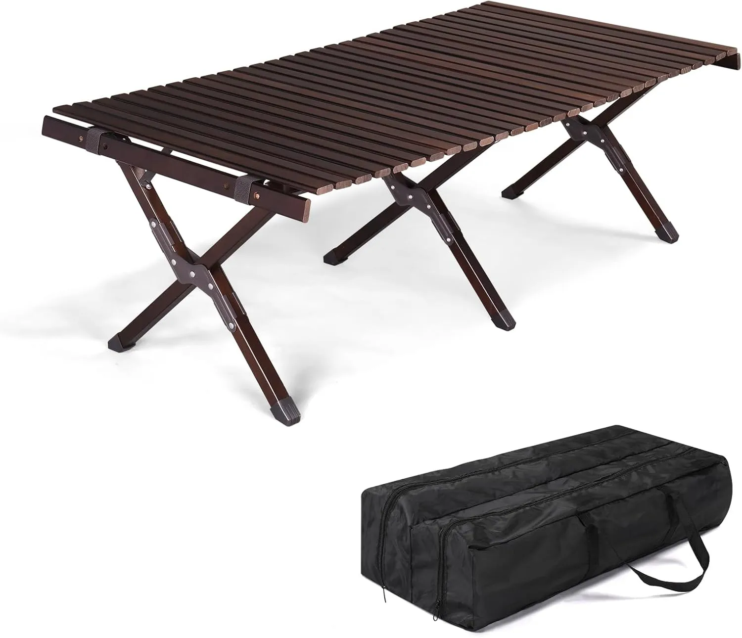 Black Folding Camping Table Portable Roll-Up Picnic Table,Folding Camping Table, Lightweight Roll-Up Table Low Portable Picnic Table for Outdoor,Portable Foldable Picnic Table for Camp RV