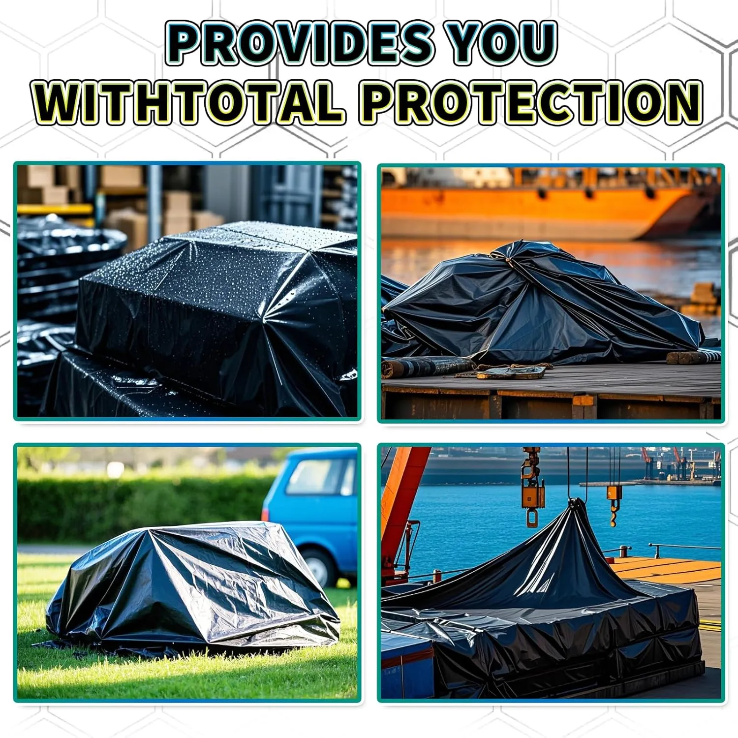 Black Tarp 8x10 Feet, 10 Mil Thick Waterproof Poly Tarps Cover UV Resistant, Rip & Tear Proof with Metal Grommets Every 20 Inches