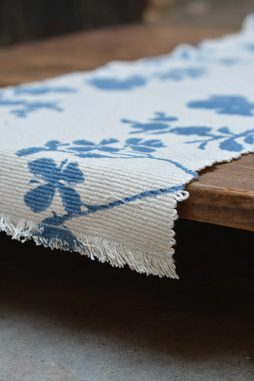 Block Printed Table Runner - Fiji Blue