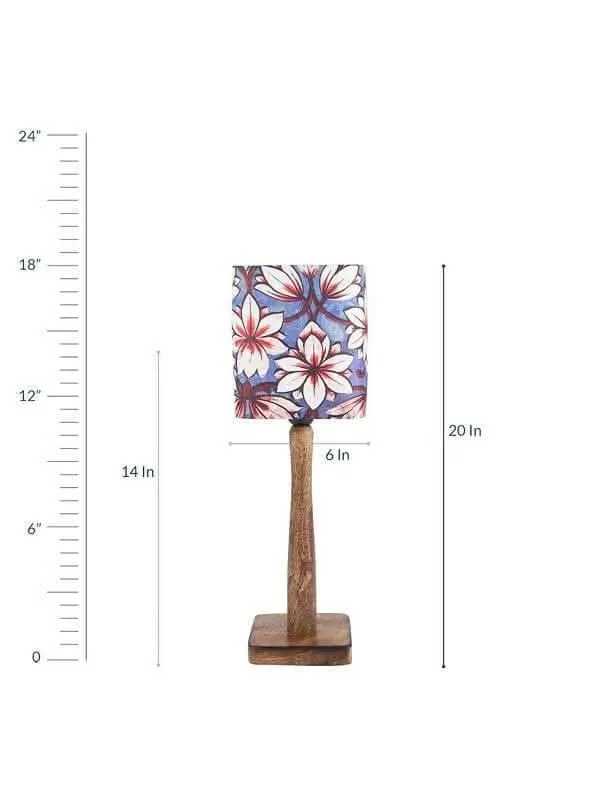 Blue Flowers Wooden Lamp