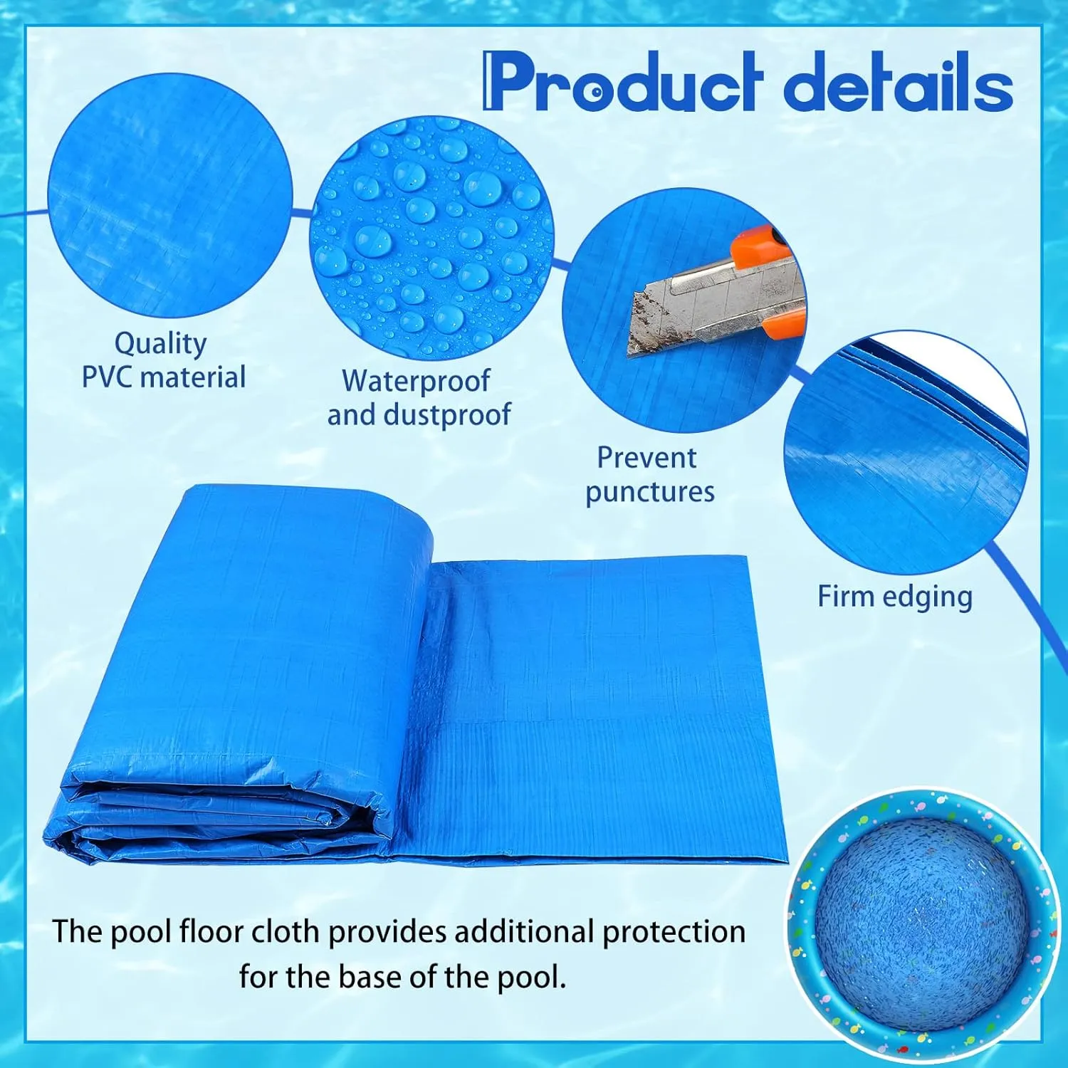 Boao 18 Ft Pool Liner Pad for Above Ground Pools,Durable Ground Cloth,Round Liners for Inflatable Swimming Setup Bottom Prevents Punctures, Extend Liner Life