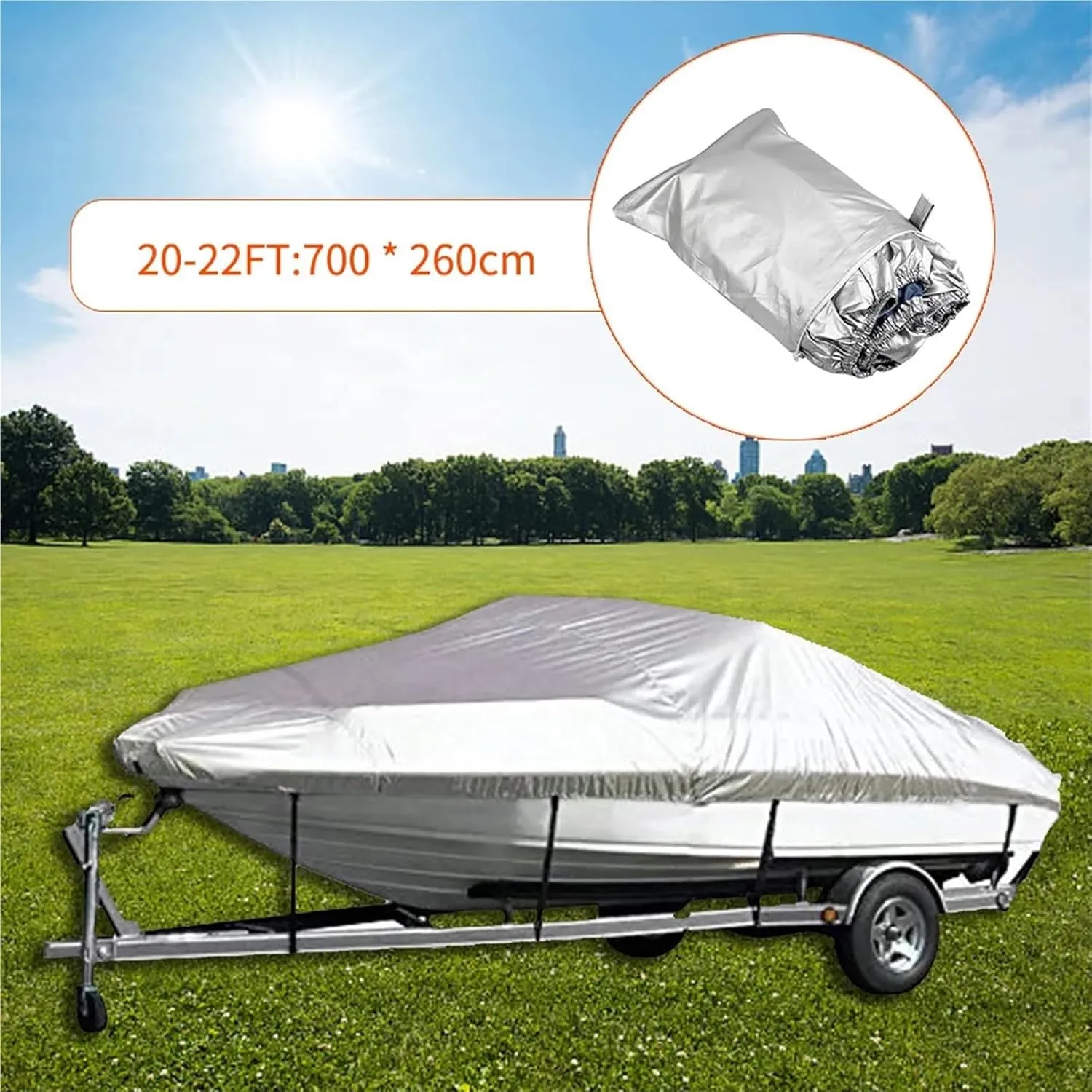 Boat Covers 11-22ft Boat Cover 300D Polyester Waterproof UV Resistant Tear Proof for V-Hull Boat Pro-Style Bass(17-19FT (600x300cm))