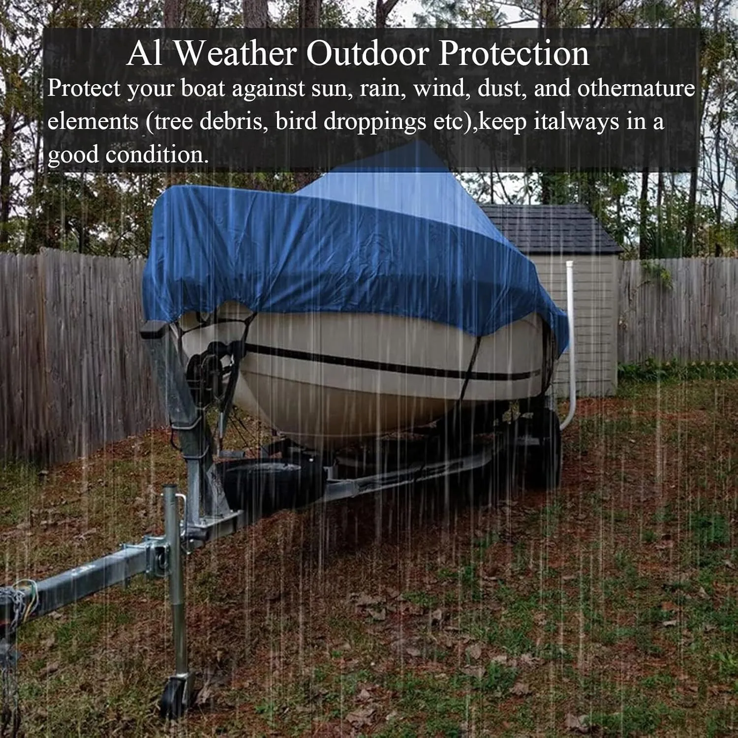 Boat Covers Waterproof Trailerable Boat Cover,Heavy Duty UV Resistant 420D Oxford Fabric Tarp Cover Compatible for Bass Boat Tri-Hull V-Hull Fishing Runabout Boat(Black,14-16FT)