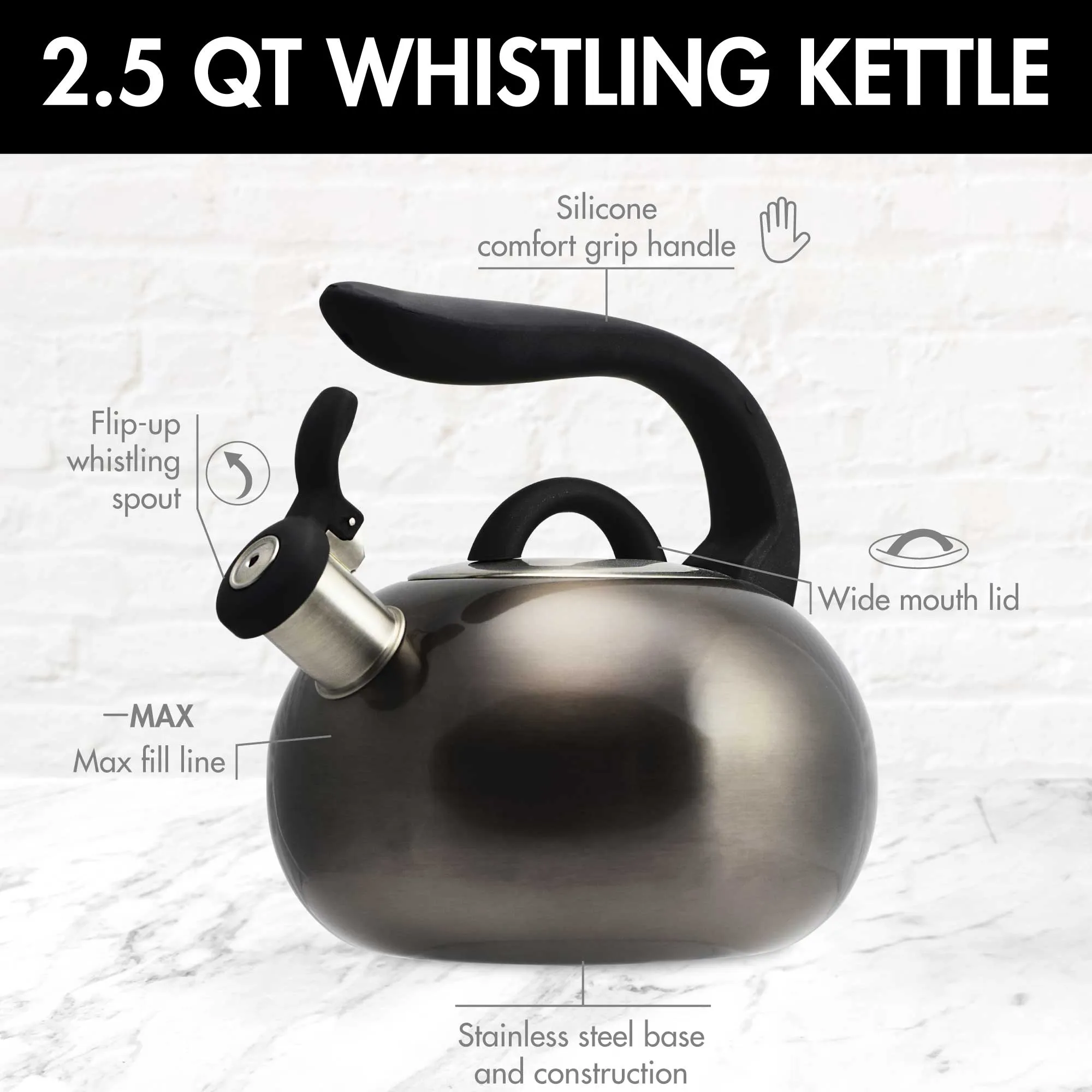 Boulder Stovetop Tea Kettle, 2.5 qt - Primula