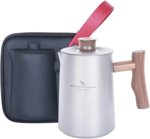 Boundless Voyage Camping Titanium Cup, Mug Ultralight Camping Travel Tea Service Water Cup Outdoor Coffee Pot Kettle Cups Drinkware with Foldable Handle (380ML Kettle) Ti3116D