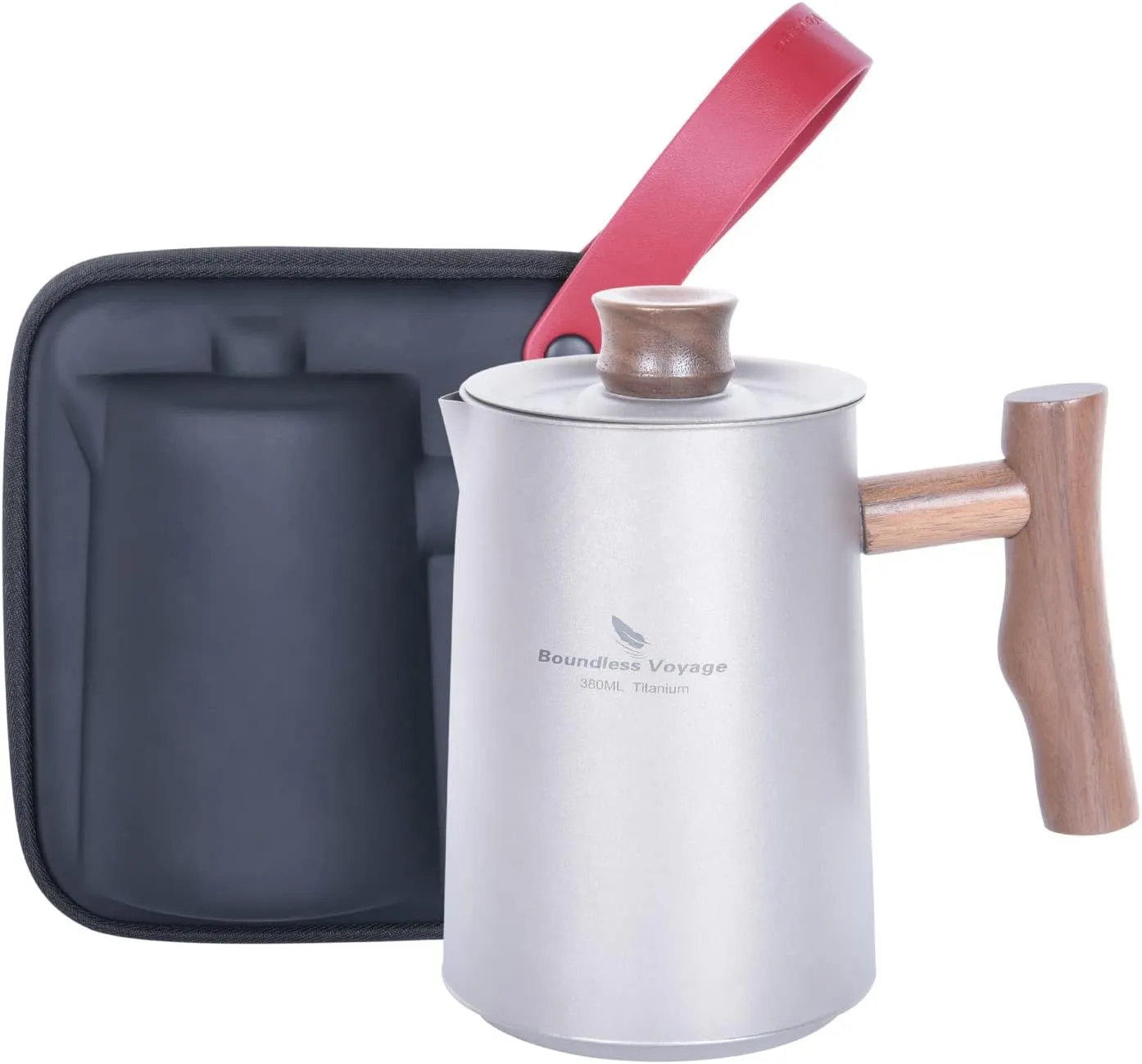 Boundless Voyage Camping Titanium Cup, Mug Ultralight Camping Travel Tea Service Water Cup Outdoor Coffee Pot Kettle Cups Drinkware with Foldable Handle (380ML Kettle) Ti3116D