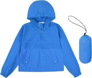 Boys Girls Packable Rain Jacket Lightweight Waterproof Hooded Raincoats Windproof Size 3-12Y
