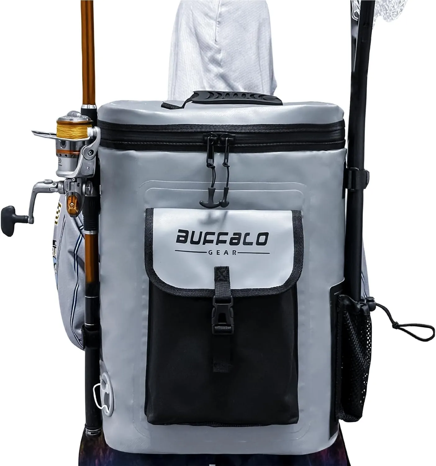 Buffalo Gear Fish Cooler Backpack 32Qt Waterproof Fishing Backpack Cooler Portable Fish Bag, Keep Ice Cold More Than 24 Hours