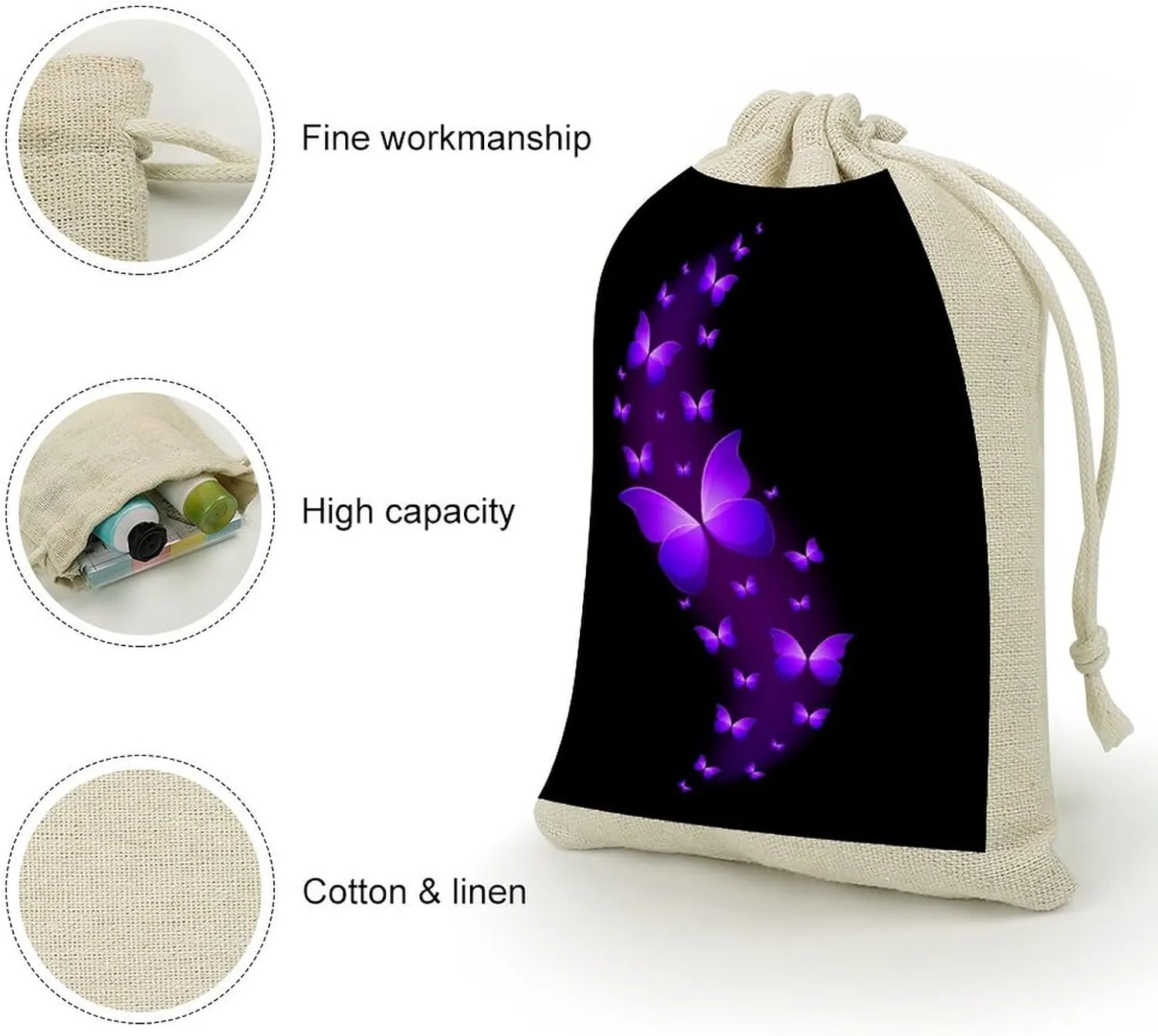 Butterfly Purple Black Lightweight And Compact Small Bundle Pocket