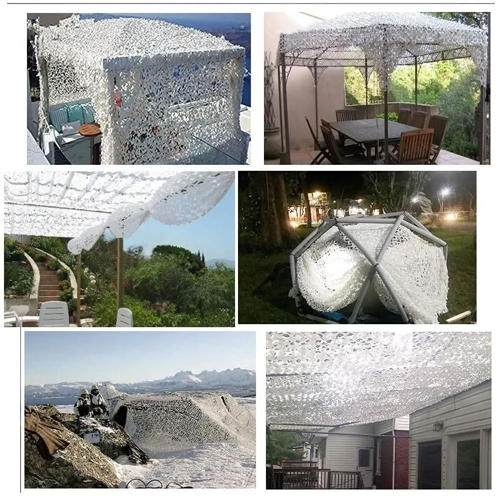 Camouflage Net White Camping Shelters Bulk Roll Camo Netting for Hunting Military Decoration | Foldable Camo Tarp Sunshade Net (Size : 2 * 4m(6.6 * 13.1ft))