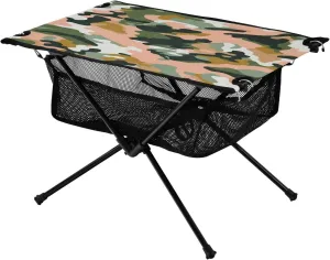 Camouflage Texture Portable Folding Camping Table, Compact Lightweight Beach Table with Carrying Bag for Outdoor Picnics, BBQs, Camp