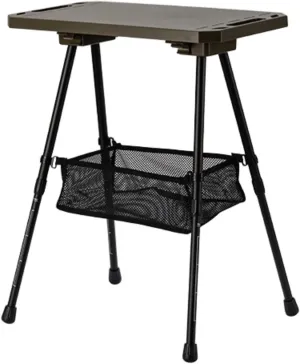 Camp Table Folding Lightweight Furniture Aluminum Alloy with Storage Adjustable Height for Trips Picnic Cooking Beach Kitchen, Dark Green