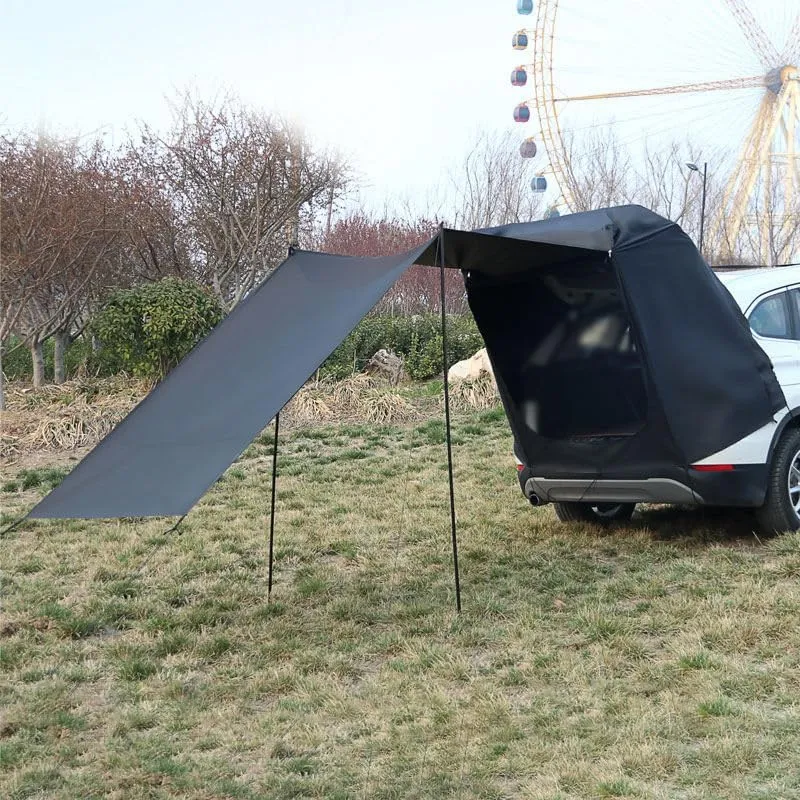 Camper Shade Awning Canopy with Complete Kits for DeSoto Adventurer/Custom/Deluxe/Diplomat/Firedome, Waterproof UV Protection, Easy Set Up, Ultra-Durable Camping Tent,2 Style 2-A Black