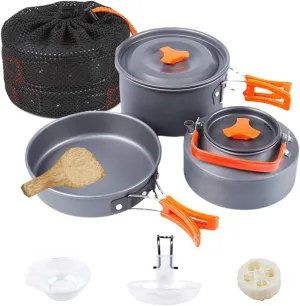 Camping Accessories Portable Folding Camping Cooking Set Food Grade Aluminum Camping Cookware （Camping Saucepan Kettle）