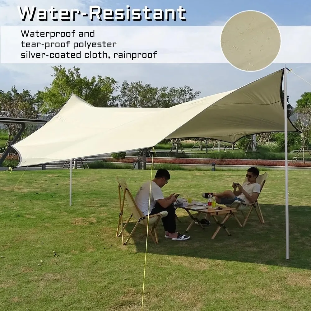 Camping Awning Canopy Tarp Durable Waterproof Lightweight for Outdoor Tent Shade Multi-Purpose Use(Black)