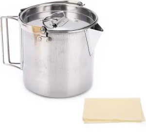 Camping Coffee Pot, Camping Pot Tea Kettle, Stainless Steel Hiking Pot, Portable Percolator Coffee Pot with Handles and with Lids, Camping Kettle for Camping Hiking Picnic