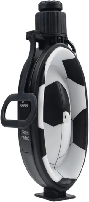 Camping Collapsible Water Bottle | Portable Compass Silicone Hydration Flask 580ml (Black & White)