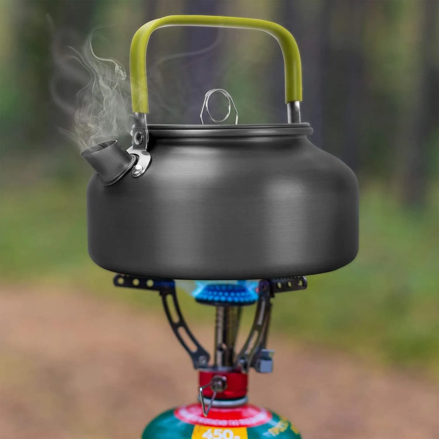 Camping Cooking Kettle Pot Stainless Steel Travelling Hiking Picnic Tableware 1.2L Portable Cookware Coffee Pot Teapot Equipment