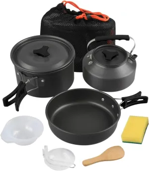 Camping Cooking Kit,Non-Stick Lightweight Pot Pan Kettle Kit with Anti-Slip Handle for Backpacking Picnic Hiking Outdoor Camping