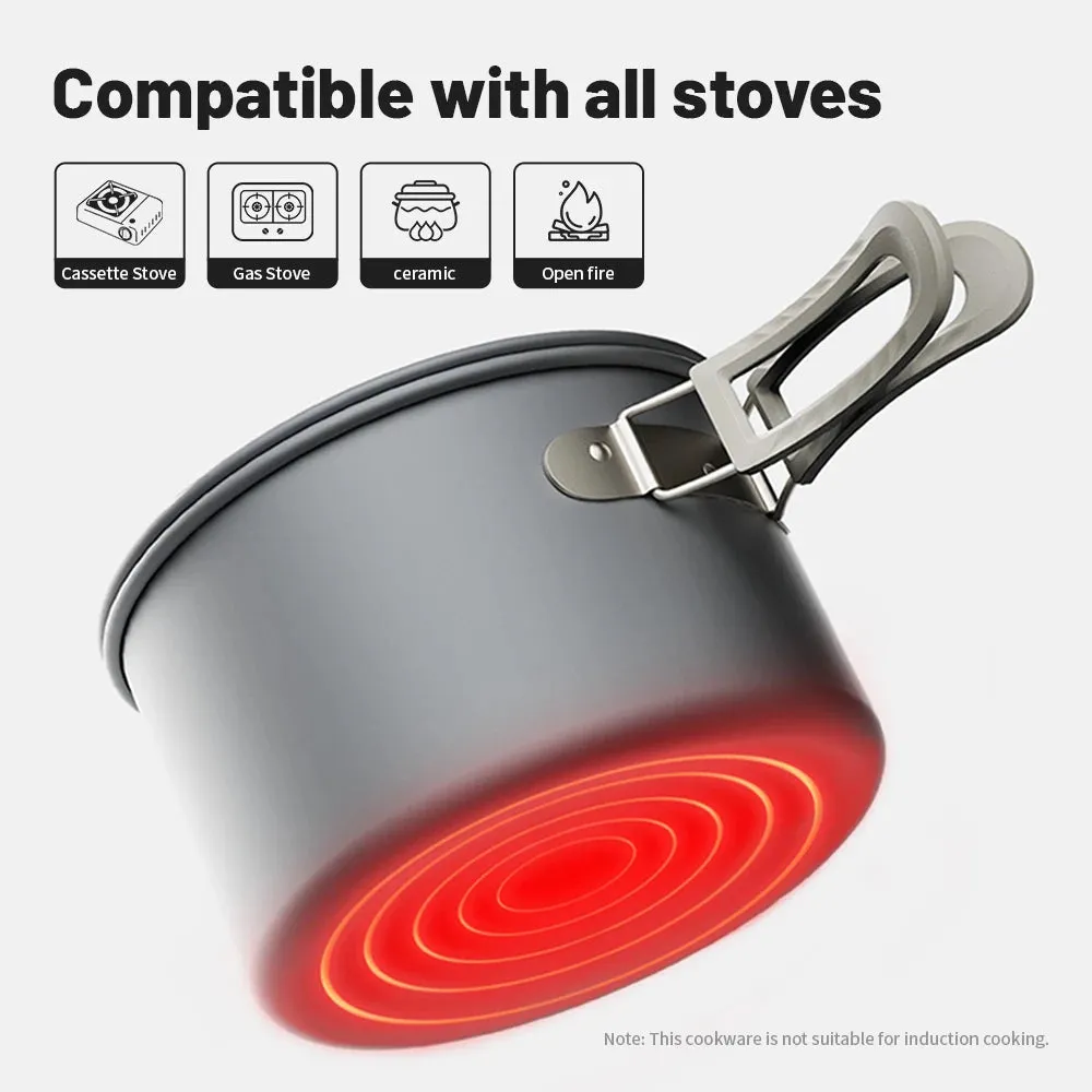 Camping Cookware Kit Frying Pan Portable Kettle Foldable