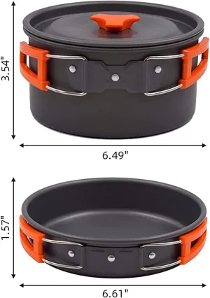 Camping Cookware Kit With Stove, Outdoor Cooking Set Camping Cookware Kettle Set Non Stick Pot And Pans Lightweight Backpacking Hiking Utensil Gear For 1 To 3 People Traveling Trekking And Camping