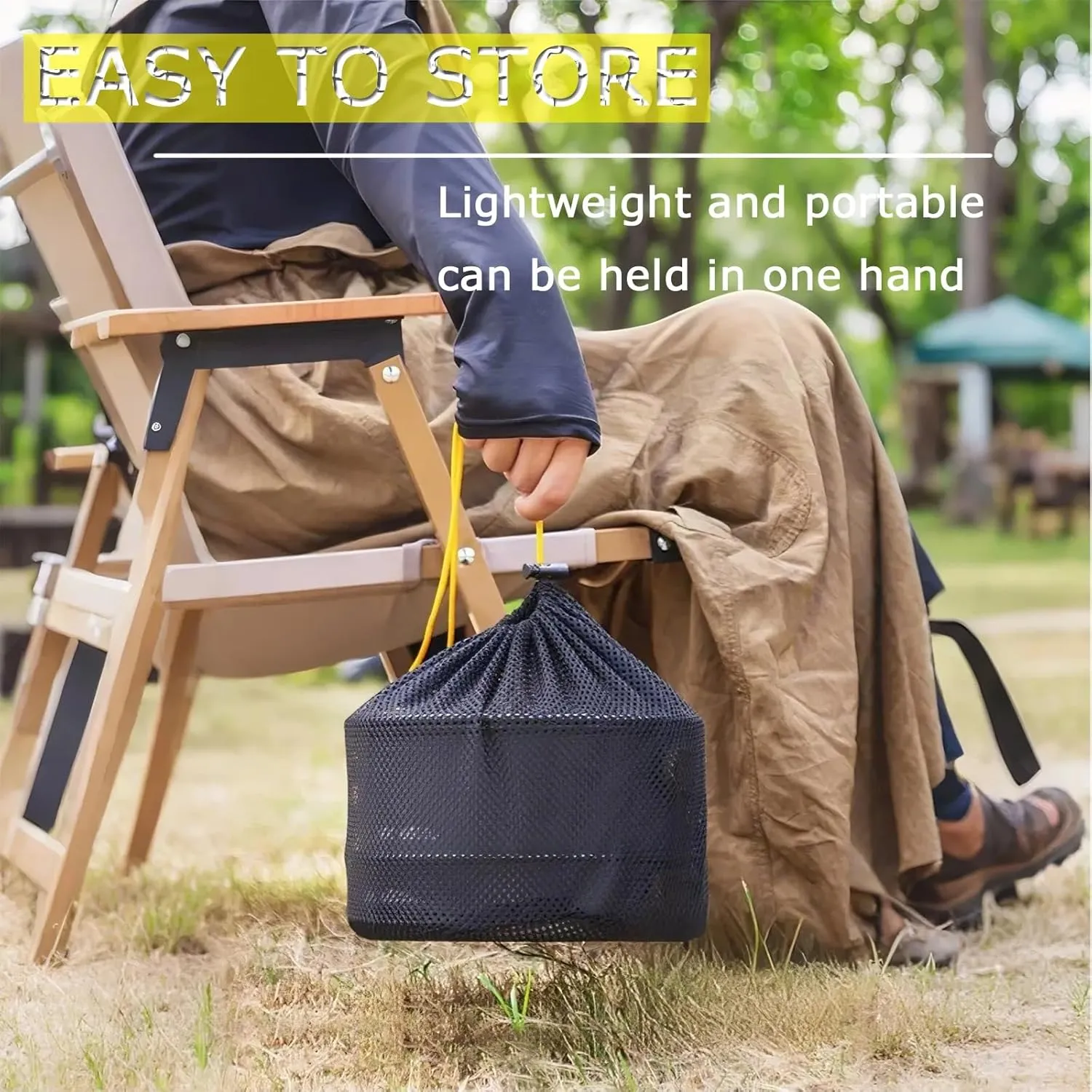 Camping Cookware Mess Kit, Camping Cooking Pot Fry Pan and Kettle Set, Portable Camping Cookware Set with Mesh Bag for Camping, Backpacking, Outdoor Cooking and Picnic