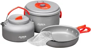 Camping Cookware Mess Kit, Non-Stick Lightweight Pot Frying Pan Kettle Set with Dishcloth & Carry Bag, Portable Outdoor Camping Kitchen Cooking Set for Backpacking Hiking Picnic