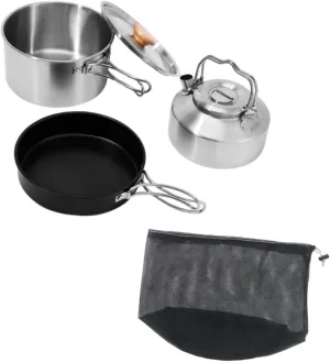 Camping Cookware Set Frying Pan Folding Handle Comfortable with Carry Bag Cooking Equipment Utensils for Hiking Picnic Travel