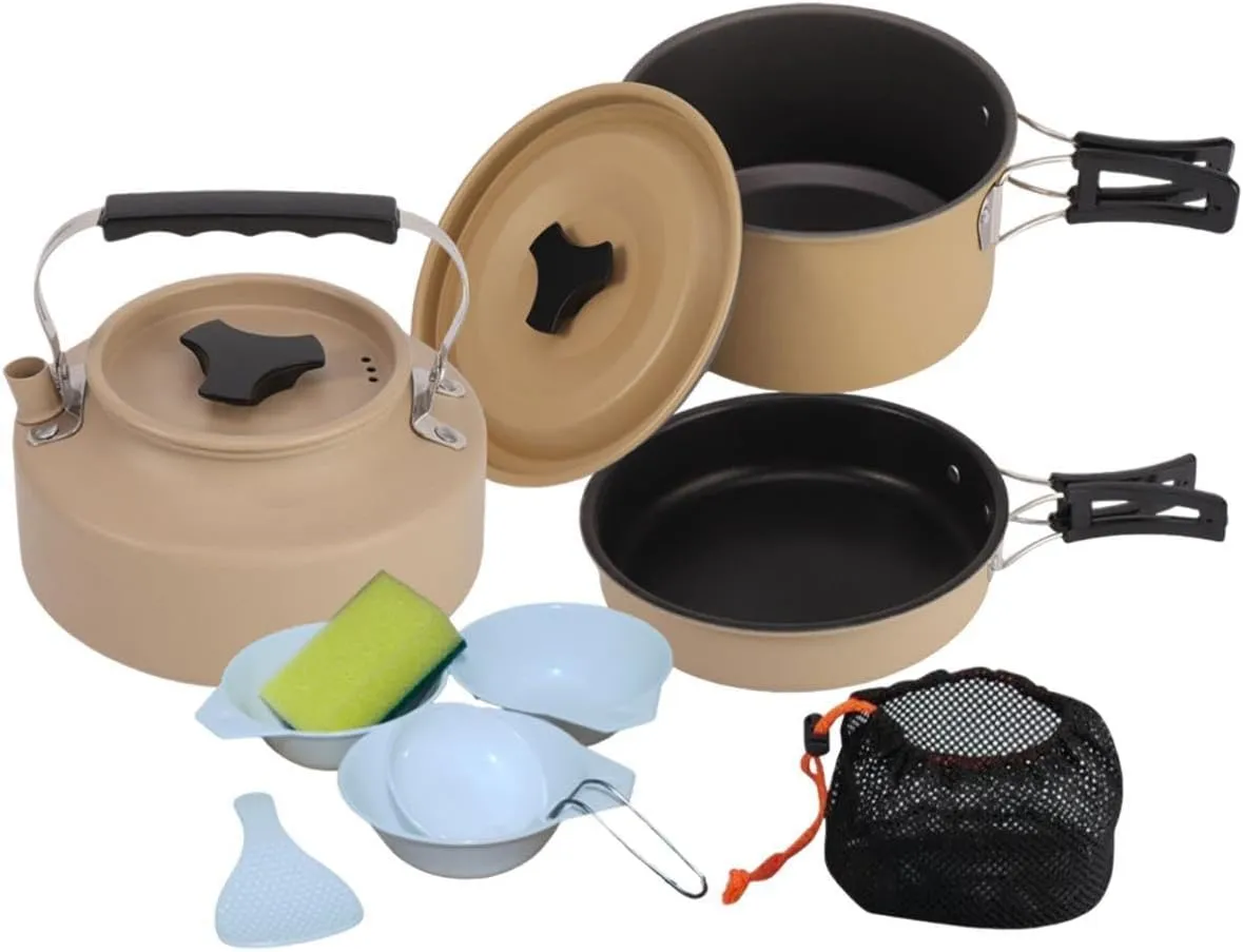 Camping Cookware Set Outdoor Cook Gear Frying Pan for Travel Picnic Cooking