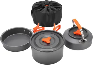 Camping Gear, Portable Camping Cookware Set Non Stick Aluminum Alloy Pot Tableware