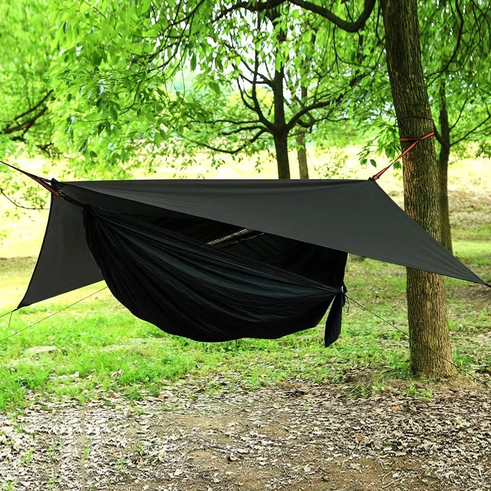 Camping Hammock with Mosquito Net and Rain Fly - Travel Hammock Bug Net - Hammock Tent for Outdoor Hiking Backpacking Travel Camping Accessories and Camping Gear…