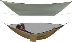 Camping Hammock with Mosquito Net Tent and Rain Fly Tarp,Portable Single and Double Nylon Parachute Hammock with Heavy Duty Tree Strap,for Backpacking,Hiking,and Travel,Army Green