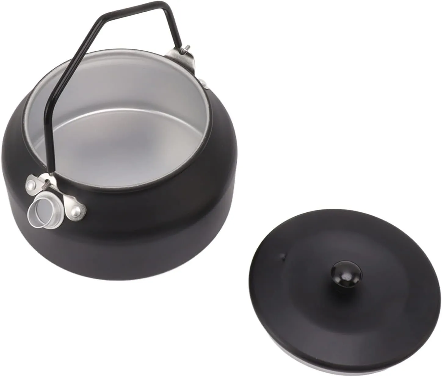 Camping Kettle, 0.9L Capacity Picnic Teapot Aluminum Alloy Ergonomic Handle Lightweight Food Grade For Picnic For Fishing For Hiking (Matte Black)