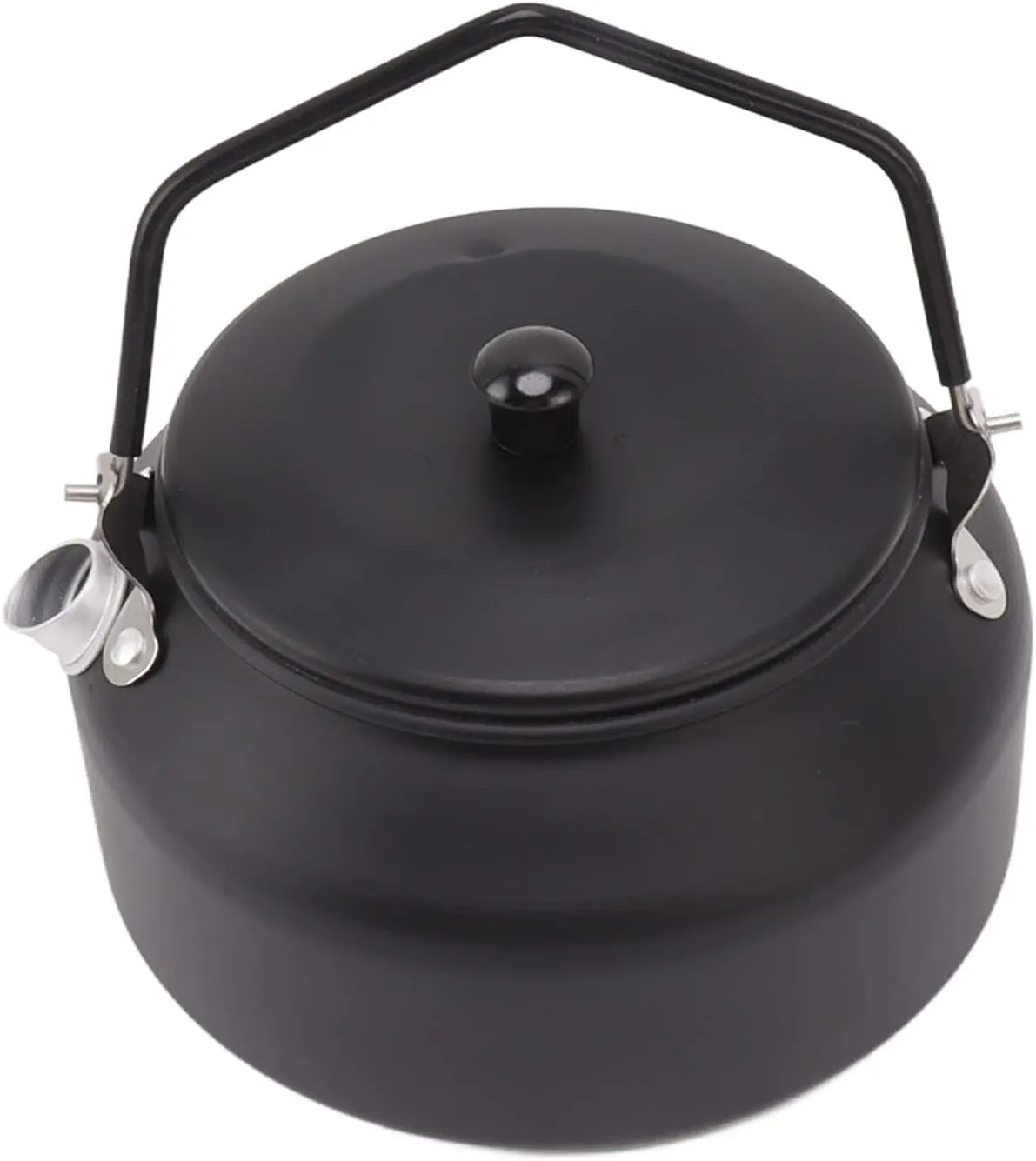 Camping Kettle, 0.9L Capacity Picnic Teapot Aluminum Alloy Ergonomic Handle Lightweight Food Grade For Picnic For Fishing For Hiking (Matte Black)