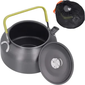 Camping Kettle, 1.2L Outdoor Camping Kettle Aluminium Alloy Water Pot Teapot Portable Coffee Maker with Bag for Mountaineering Fishing Picnic