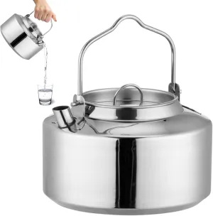 Camping Kettle 1.2L Stainless Steel Tea Kettle Portable Camp Coffee Pot with Handle Rapid Heating Camping Kettles Boiling Water Coffee for Travel Hiking Picnic, Camping Kettle