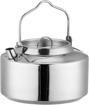 Camping Kettle 1.2L Stainless Steel Tea Kettle Portable Camp Coffee Pot with Handle Rapid Heating Camping Kettles Boiling Water Coffee for Travel Hiking Picnic