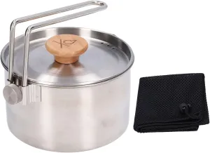 Camping Kettle for Picnic Hiking, Camping Coffee Pot with Detachable Handle Stainless Steel Portable Camping Pot for Bushcraft and Outdoor Campfire Use, 1000ml