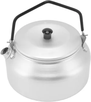Camping Kettle, Portable Camp Tea Pot Aluminum Alloy Even Heating for Outdoor Barbecue Water Coffee Silver