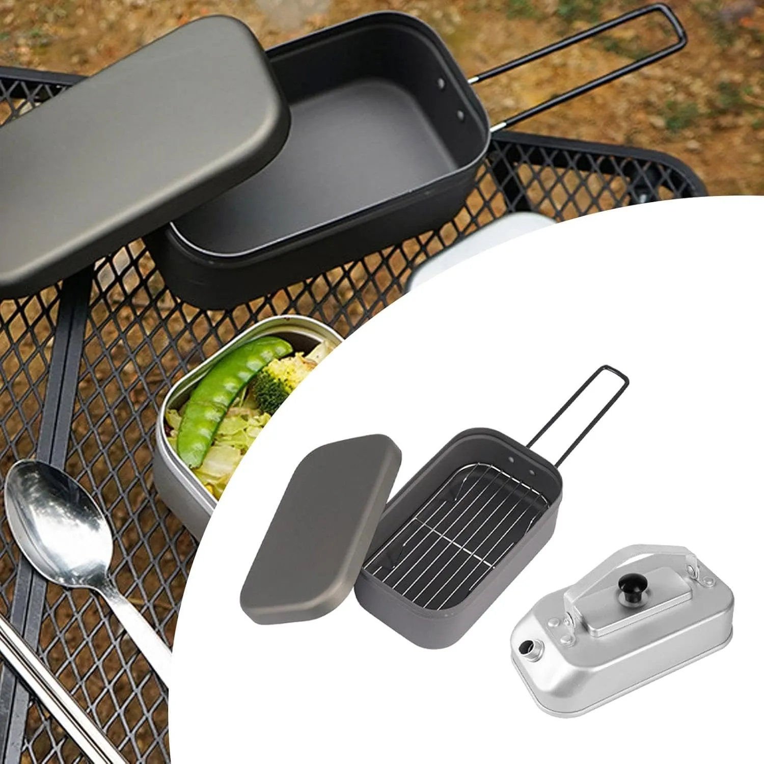 Camping Kettle Set Camping Lunch Box Leakproof Reusable Water Boiler Coffee Pot for Cooking Garden Backpacking Mountaineering
