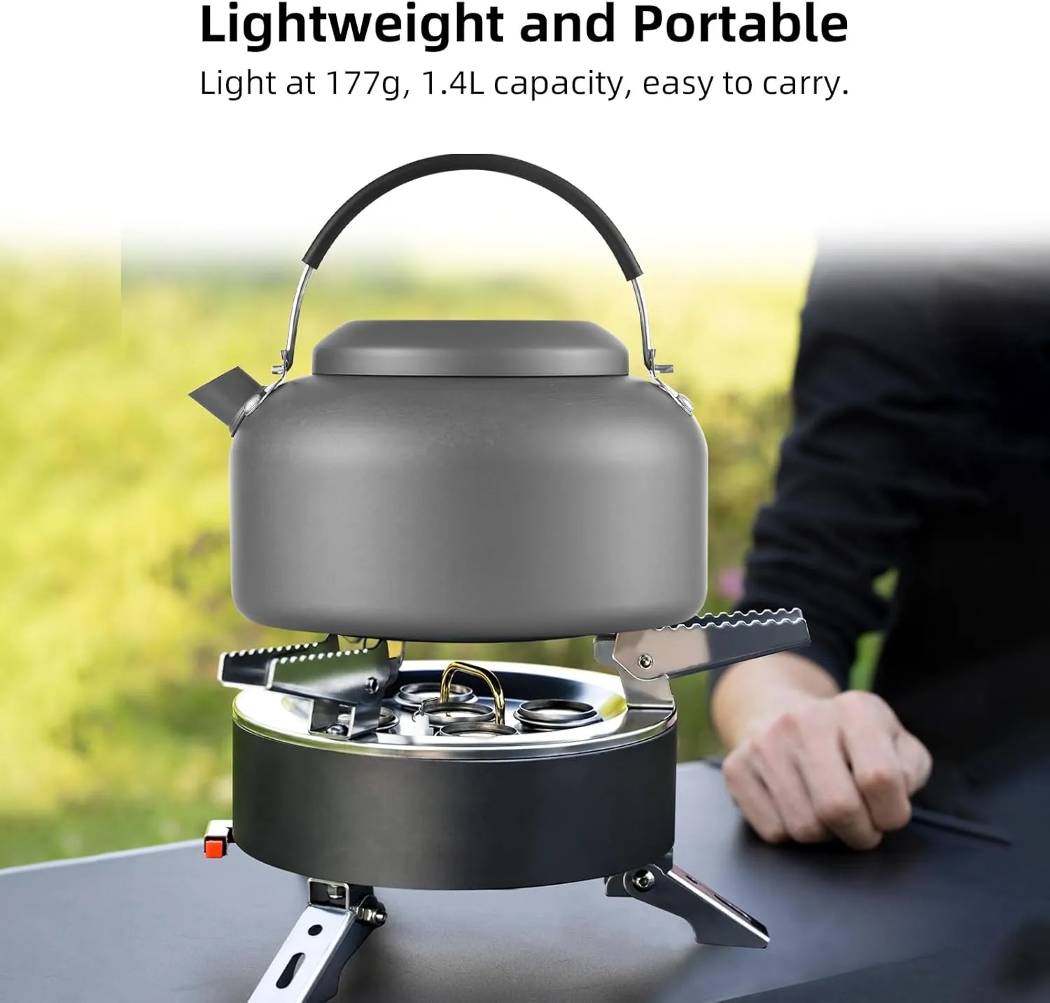 Camping Kettle Stovetop, 1.4L Camping Coffee Pot Aluminum Tea Pot with Carrying Bag, Outdoor Boiling Water Kettle for Hiking Picnic Traveling Backpacking (kettle)