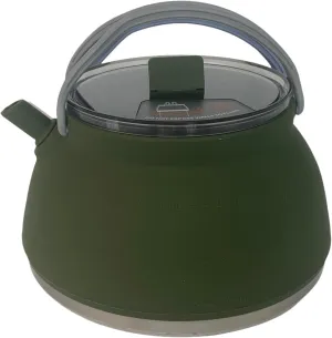 Camping Kettle Tea Coffee Pot Folded 1.5L Lightweight Teapot Cookware Cook Pot Travel Kettle for Backpacking Hiking Fishing, Dark Green