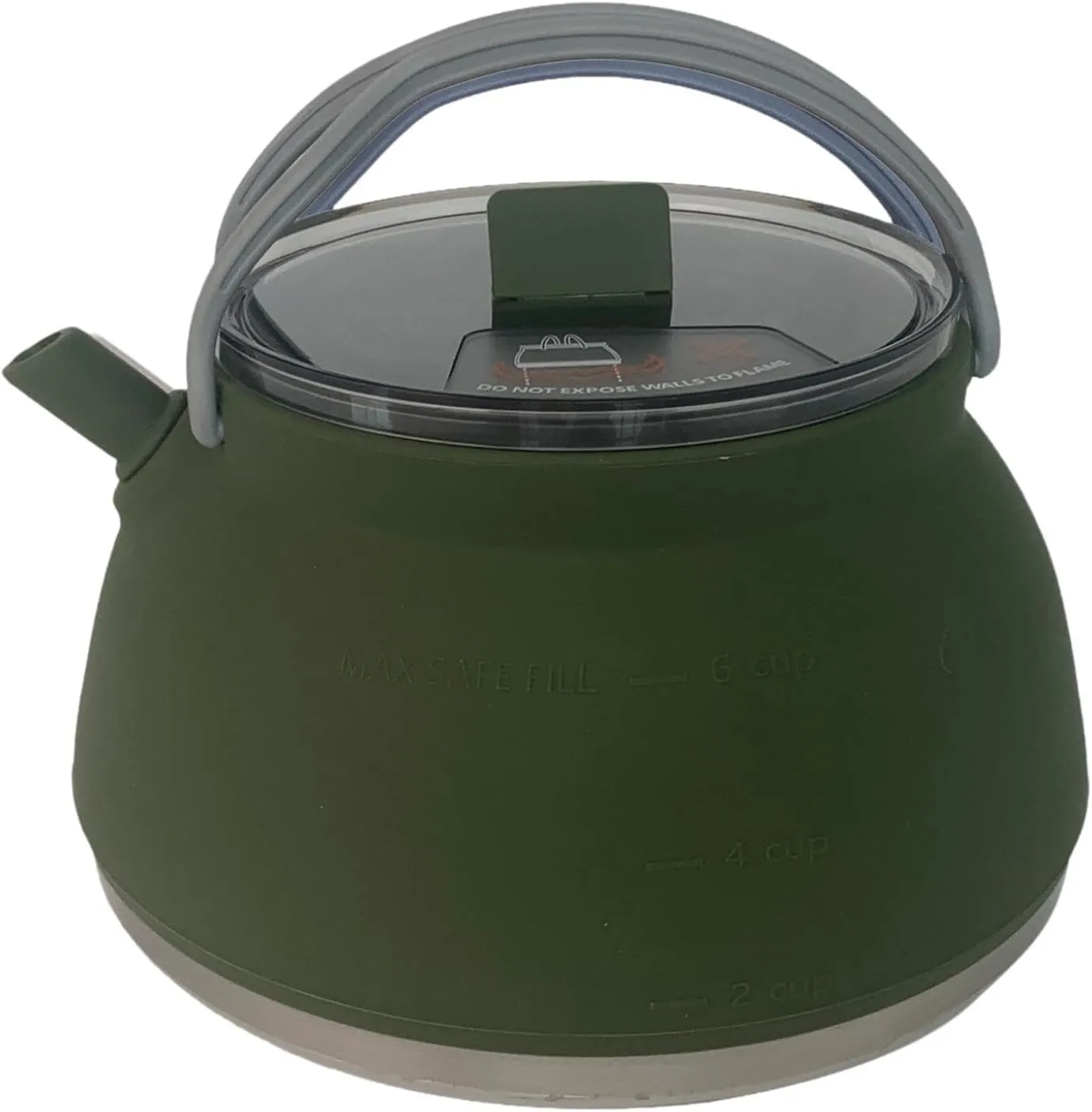 Camping Kettle Tea Coffee Pot Folded 1.5L Lightweight Teapot Cookware Cook Pot Travel Kettle for Backpacking Hiking Fishing, Dark Green