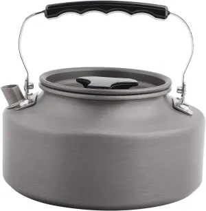 Camping Kettle Tea, Portable 1.1L Aluminum Teapot, Coffee Tea Pot Kettle with Folding Handle Suitable for Camping Hiking Kitchen (Black Handle)