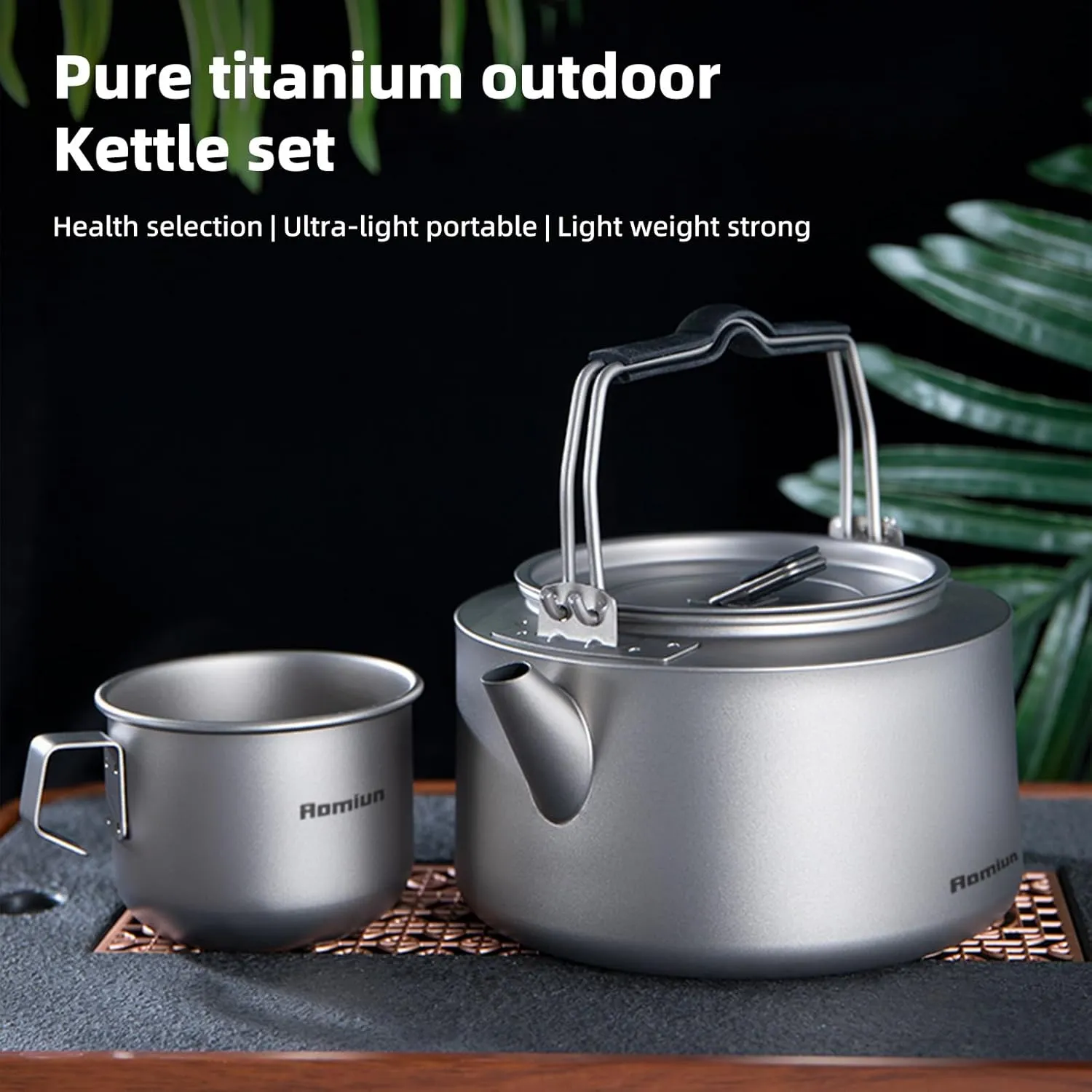 Camping Kettle Titanium Camp Tea Coffee Pot Portable Lightweight Tea Kettle Teapot Fast Heating Campfire Kettle for Stove Top, Boiling Water, Outdoor, Hiking, Camping, Picnic, Traveling